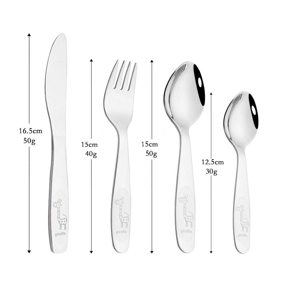 4 шт. столовые приборы, столовые приборы из нержавеющей стали 304, посуда, милый мультяшный милый рисунок жирафа, столовая посуда с резьбой, набор ложек и вилок