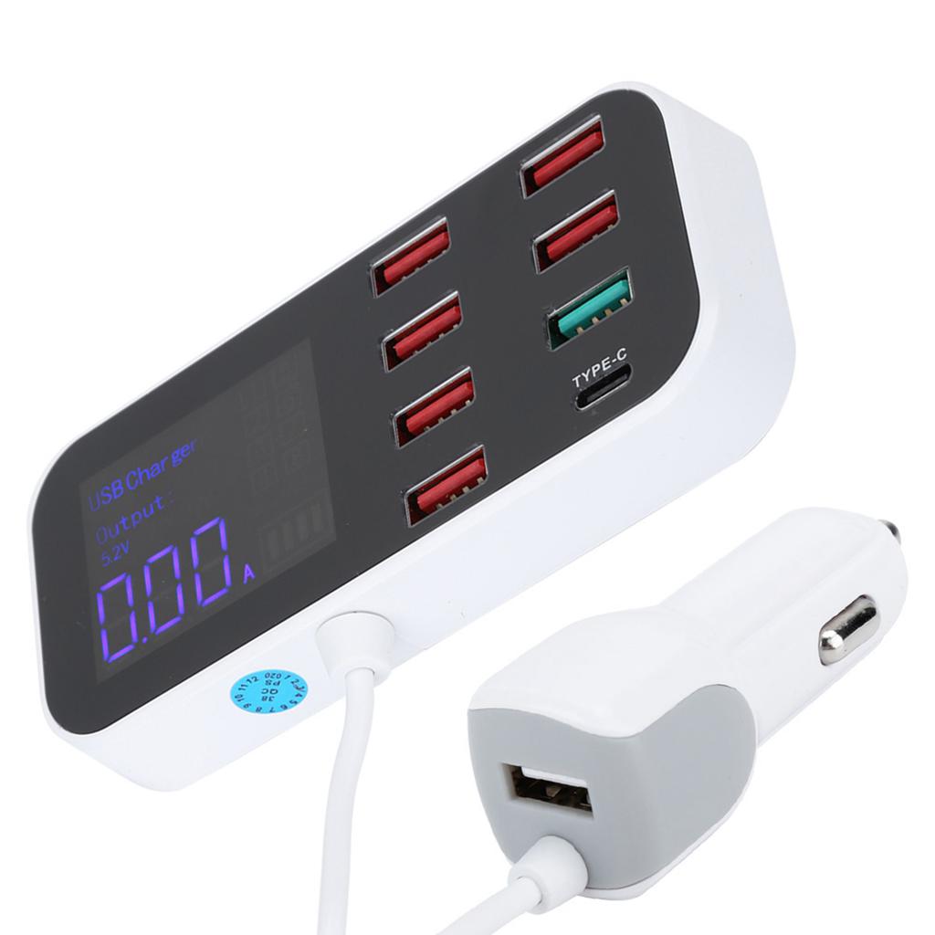 8 Ports Multiple USB Fast Chargers Charging Station Hubs Digital Display for IOS Android