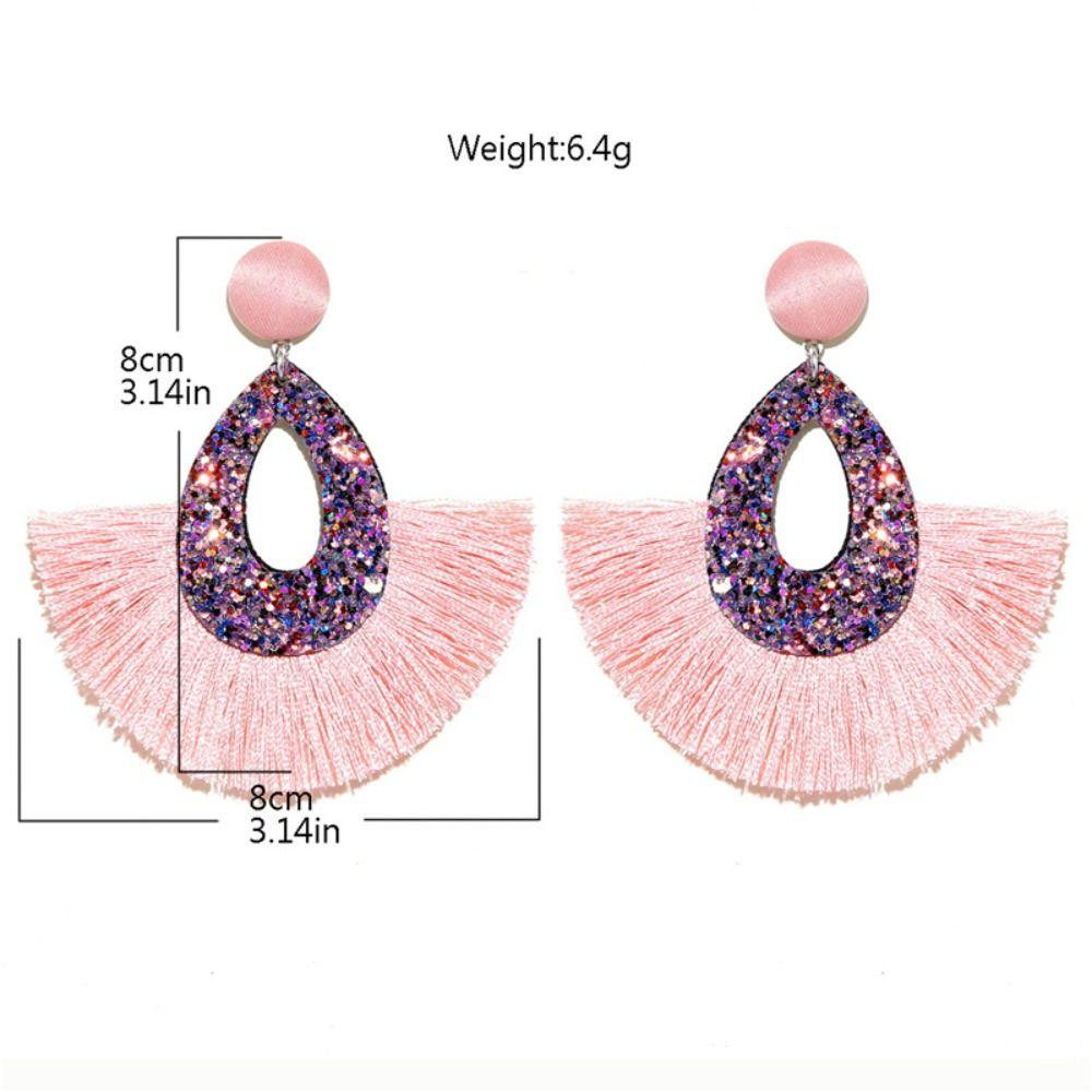 Серьги-капли с блестками и кисточками в богемном стиле, блестящие блестящие висячие свадебные серьги
