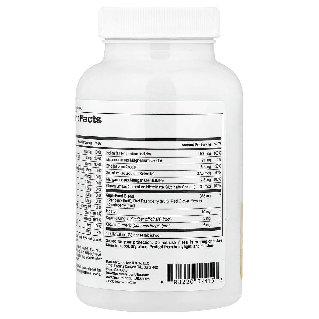 Super Nutrition SimplyOne®, Мультивитамины для женщин 50+ + Травы для укрепления здоровья, Вкус лесных ягод, 90 жевательных таблеток