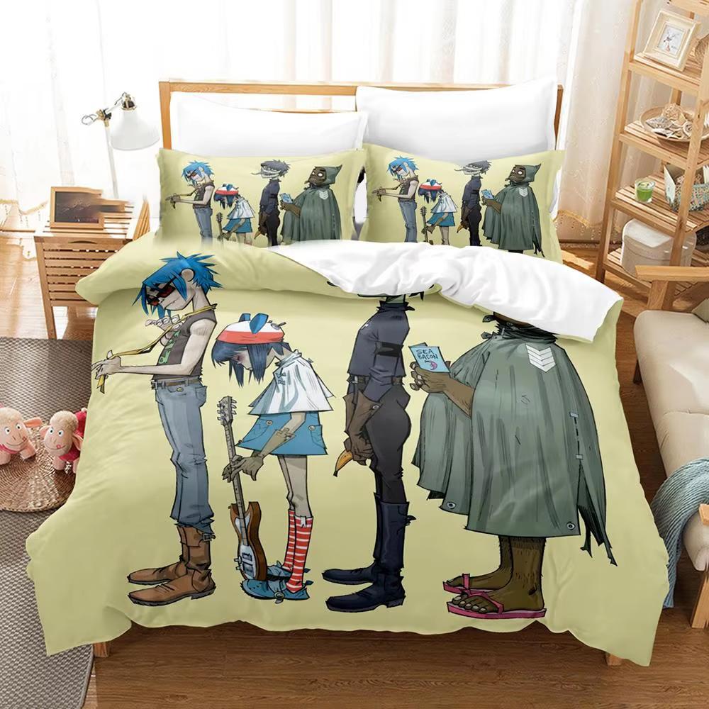 Music Band Gorillaz Bedding Set Anime Duvet Covers Double Bed Twin Size Bedding Quilt Cover Cartoon Children'S Bed Set For Home