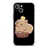 Cartoon Capybara Luxury Phone Case For iPhone 11 12 13 14 15 Pro Max Mini X XR XS 7 8 Plus SE Soft Silicone Cover Black Funda