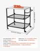 Outdoor Grill Cart, 800 x 610mm Stainless Steel Tabletop Size Grilling Table, Outdoor Cooking Table with 4 Wheels & Side Handle, Two Mesh Shelves, BBQ