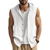 2025 Summer Mens Sleeveless Shirt New Men Loose Casual Linen Hooded Shirt Male Thin Waistcoat Male Trendy Casual Shirt