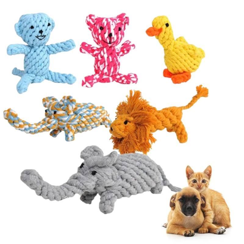 Adorable Cotton Rope Dog Toys Including Cute Yellow Duck Giraffe Moose For Chewing Dental Care And Fun Playtime Activities