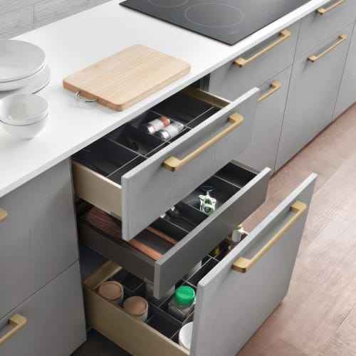 AILEWE Handles, 128mm Hole Pitch, Sand Gold, Set of 5, Modern and Simple Door Handles with Multi-Layer Plating, Aluminum Alloy One-Piece Casting, for