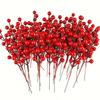 10/20/30Pcs Christmas Artificial Berries Stem Red Holly Berry Stamen Fake Flower for New Year Home Decoration DIY Wreath Gifts