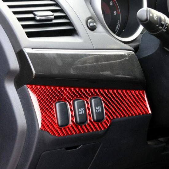 Красная карбоновая накладка на панель управления фарами для Mitsubishi Lancer 2008-15