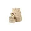 Wooden Boxes - Set of 6 - Metal Clasp - Solid Wood - Beige - Mixed