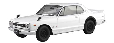 Aoshima Bunka Kyozaisha Rakupla Snap Car Series KPGC10 Skyline HT 1971 Белая пластиковая модель 1/24 2000GT-R с цветовой кодировкой 01-WH