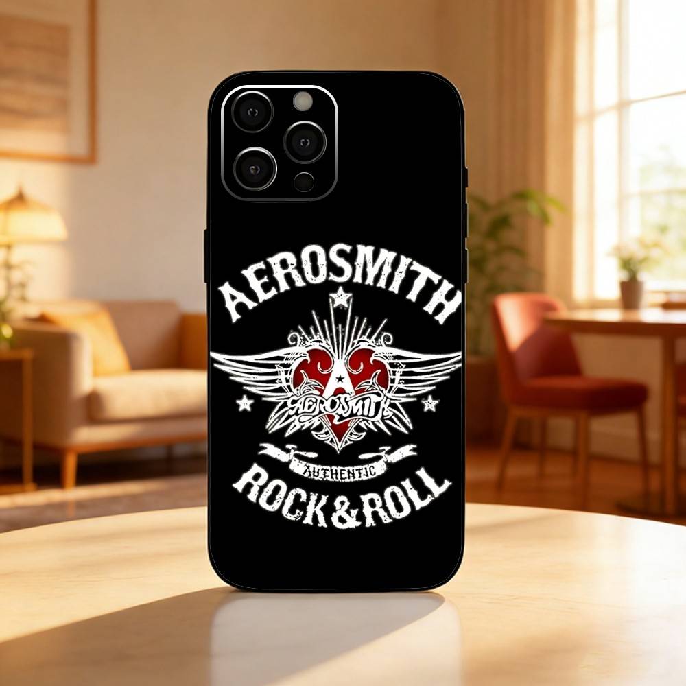 Чехол для телефона Band A-Aerosmith для iPhone 17, 16, 15, 14, 13, 12 Plus, Max, Мягкий Силиконовый, Черный
