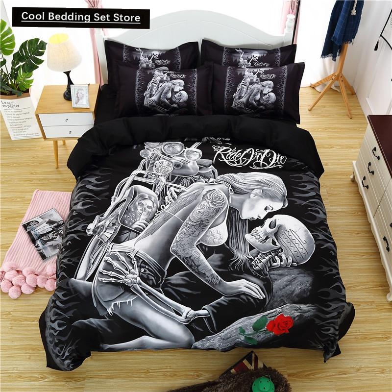 Sexy Beauty Skeleton Girl Bedding Set 3d Duvet Cover Polyester Comforter Cover Twin Queen King Single Size Luxury Fashion Gift