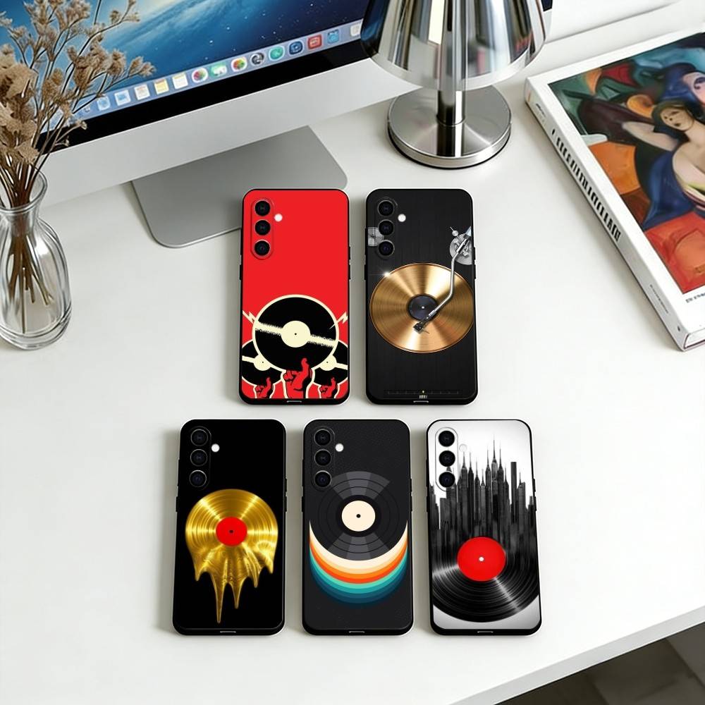 Ретро виниловый чехол для телефона Samsung Galaxy A73, A72, A71, A70, A53, A52, A51, мягкий силиконовый черный чехол