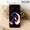 Чехол для телефона S-Sailor Anime Moon для Samsung S26,25,24,23,22,30,21,10,9,Ultra,Plus,Lite Черный Мягкий Чехол
