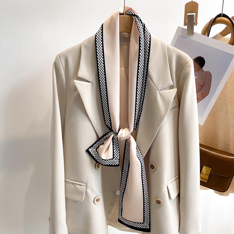 Retro Polka Dots Print Silk Skinny Scarf Women Soft Satin Neckerchief Hairband Lady Headband Bagscarf Female Neck Tie Office