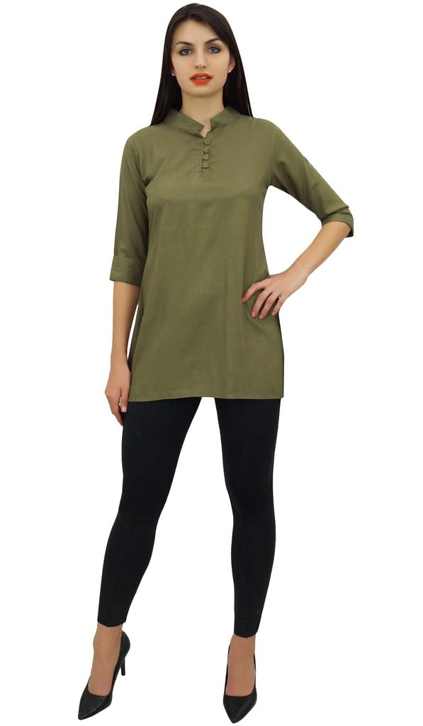 Phagun Женская черная хлопковая модальная блузка с рукавами 3-4 на пуговицах, верхняя часть рубашки -