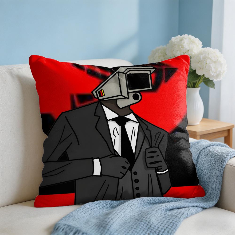 SSkibidi Toilet Band Cushion Cover Square Pillow Bedroom Sofa Leisure Comfort Living Room Home Decoration X