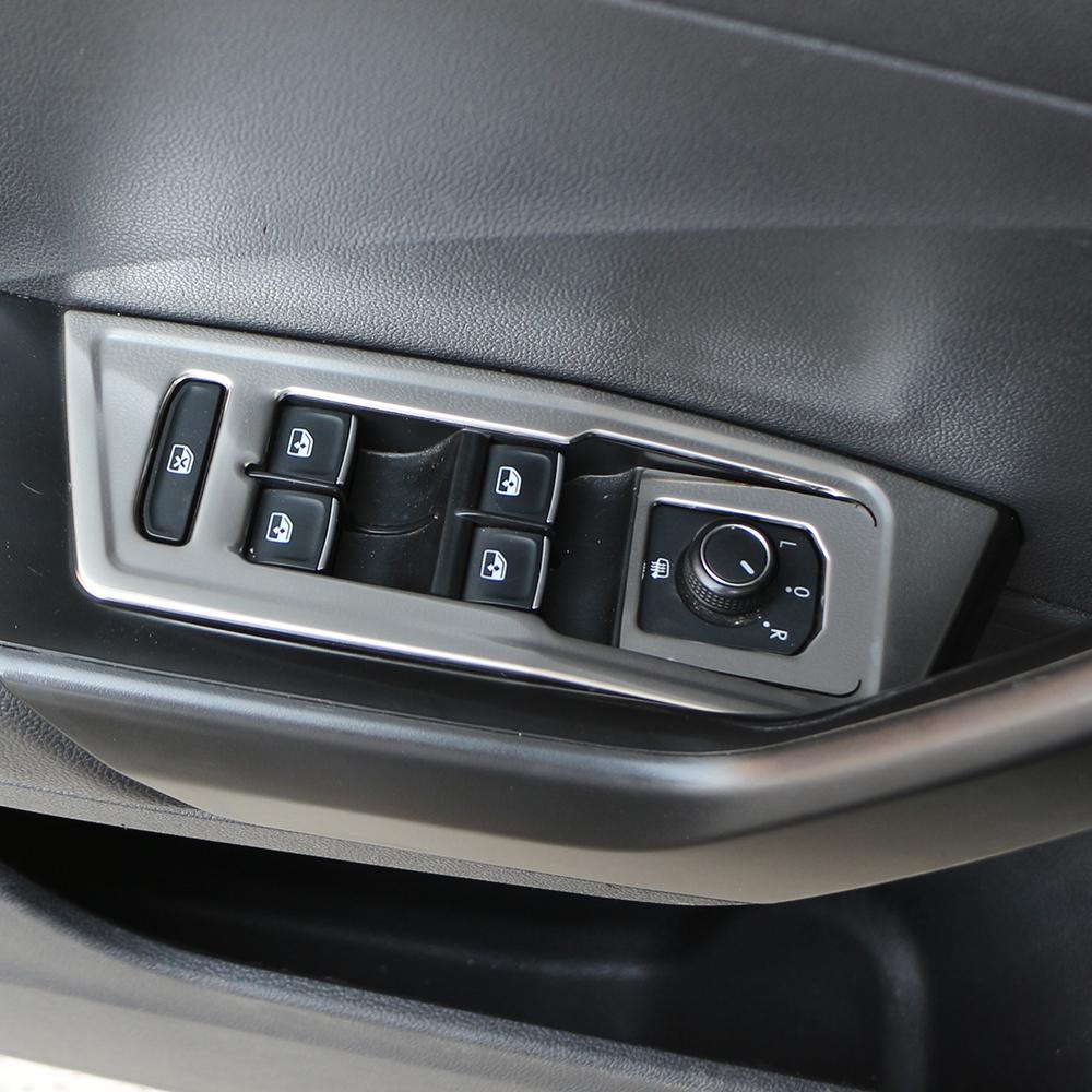4 шт., кнопка подъема окна автомобиля, панель, наклейка, наклейка для Volkswagen VW T-roc Troc 2018-2022, украшение из нержавеющей стали