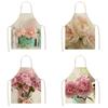 Хит продаж, новый фартук для ужина с узором розовой розы, кухонный фартук без рукавов, льняной нагрудник, домашний женский противообрастающий чистящий фартук
