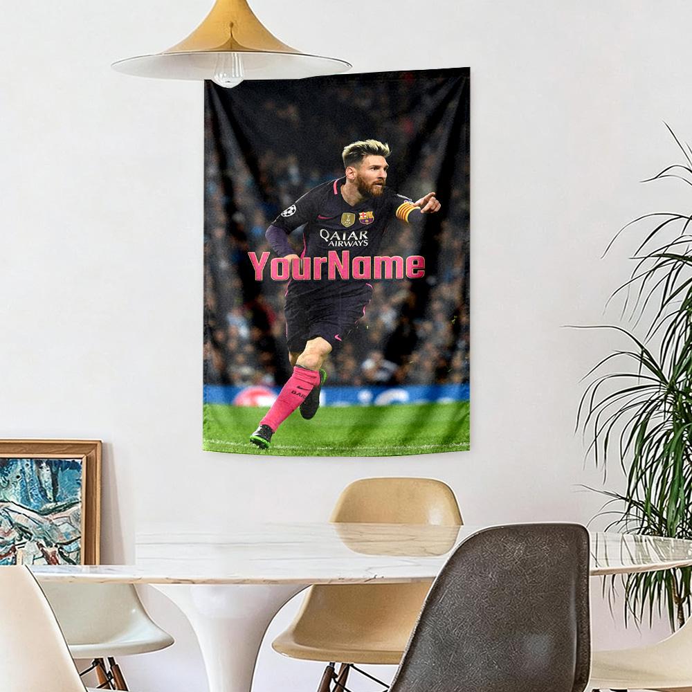 Messi Custom Your Name Wall Decor Tapestry Art For Pet Memorial Birthdaywedding Party Backdrop Family Gift