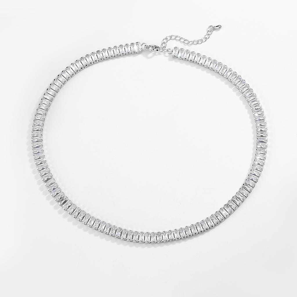 18K Gold Plated Brass CZ Teenis Necklace Bracelet,Promotion Beat Lady Luxury Bling CZ Chokers,Iced Out 3A Zircon 4MM Necklace