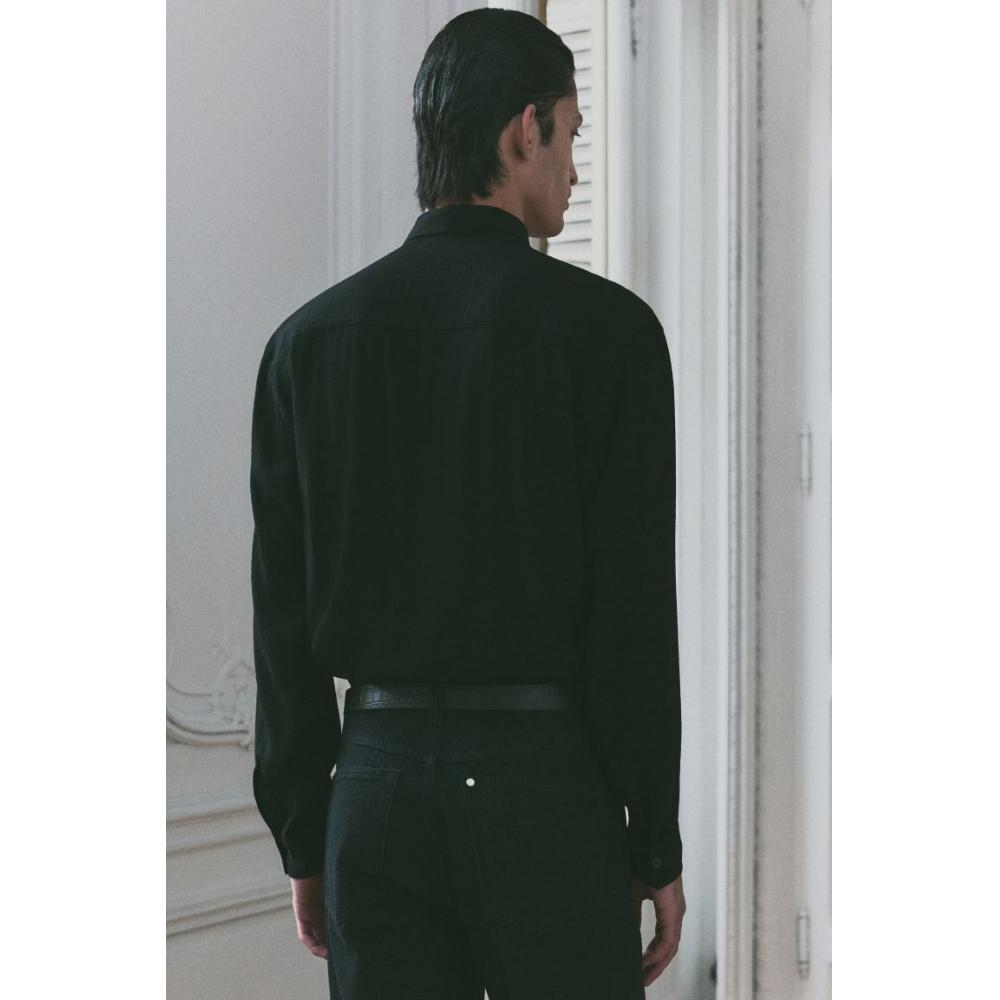 Рубашка HM Regular Fit Crinkle черная