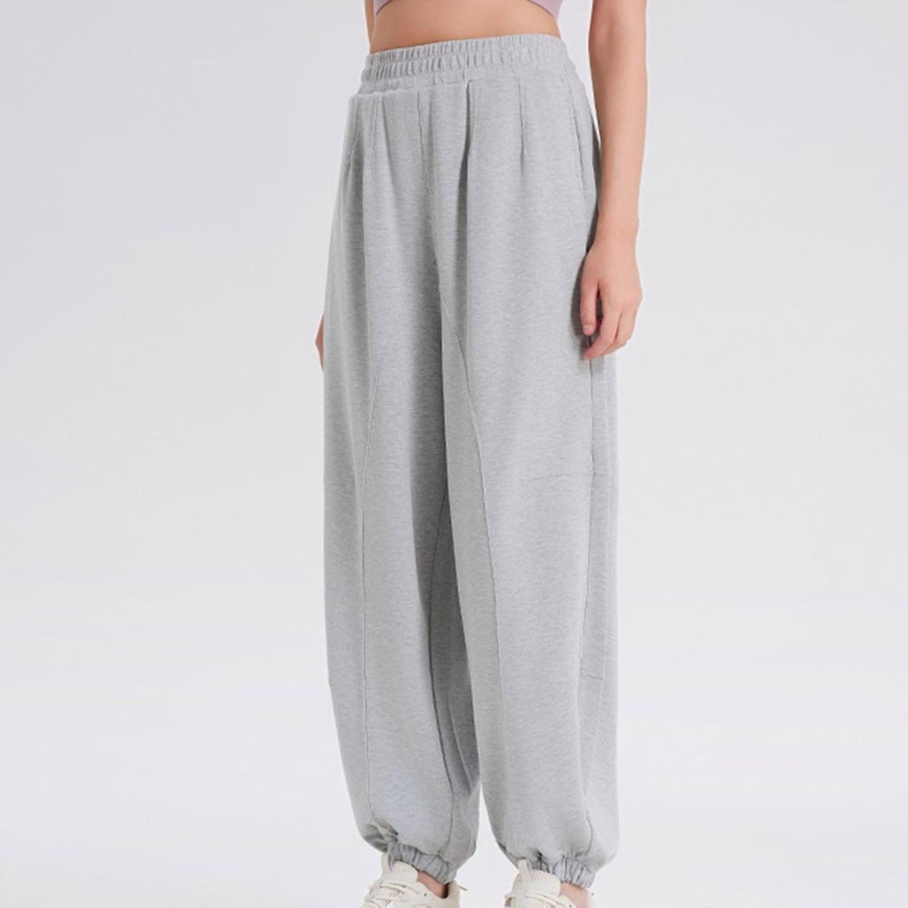 Women Elastic High Waist Pant Casual Active Fit Wide Leg Long Pants Trousers With Pockets