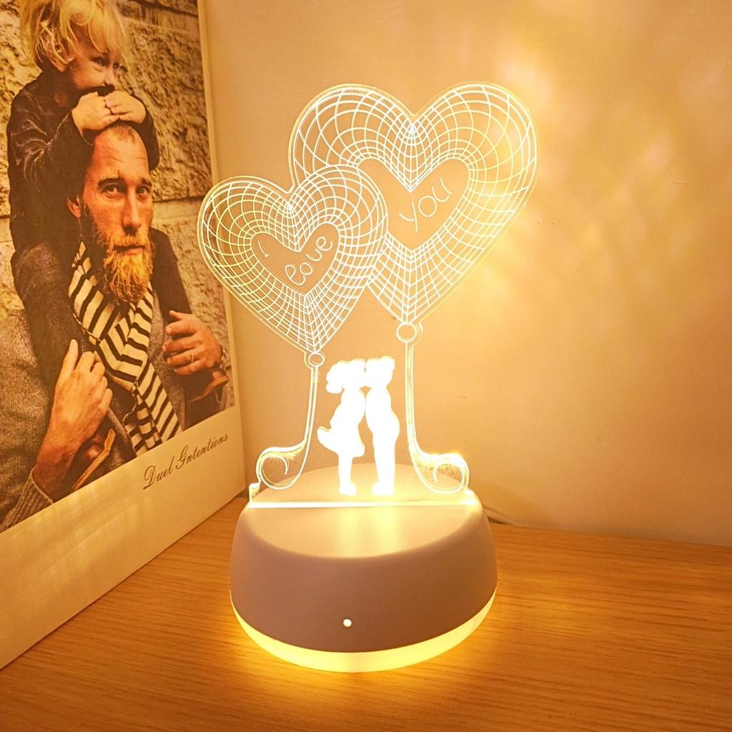 Монохромный теплый свет дизайн в форме сердца светодиодный ночник 3D стереоскопический ночник украшение комнаты в спальне атмосферный свет