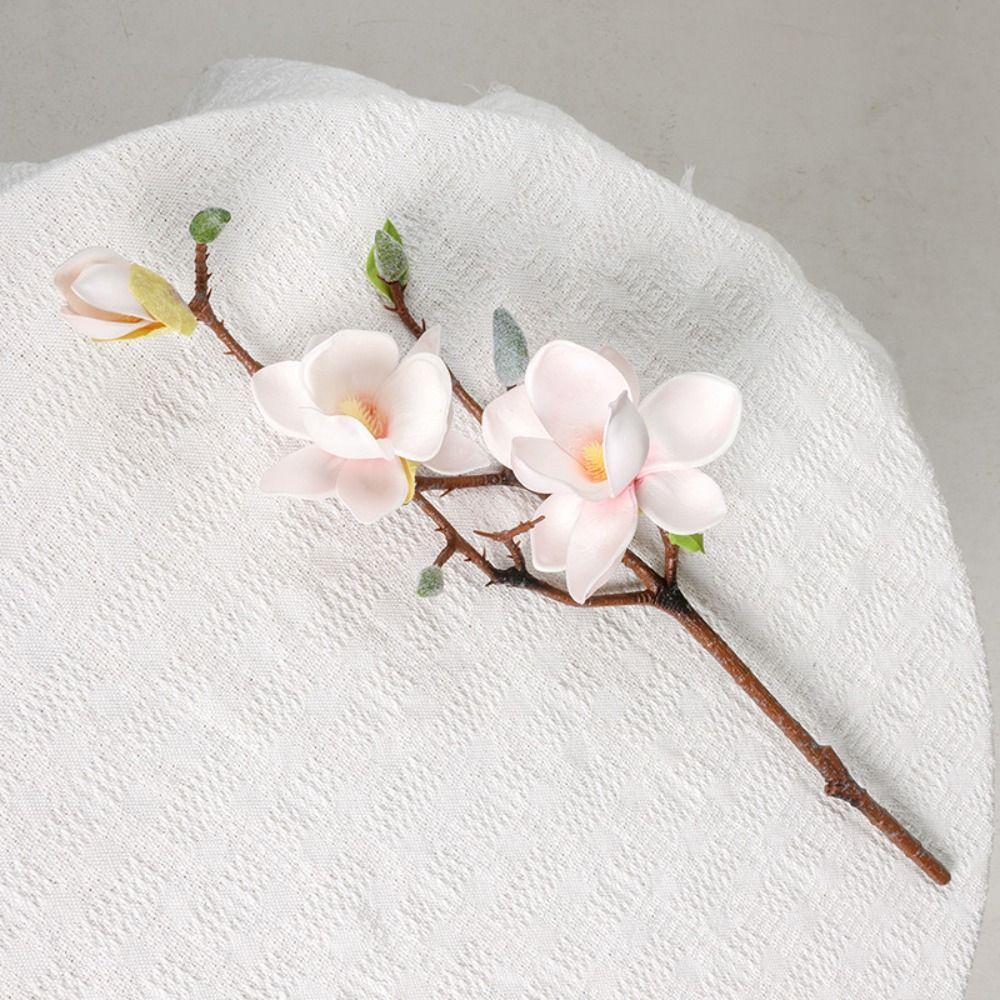 Luxury Artificial Magnolia Flower Artificial Fake Flowers Long Branch Simulation Big Magnolia  Vase