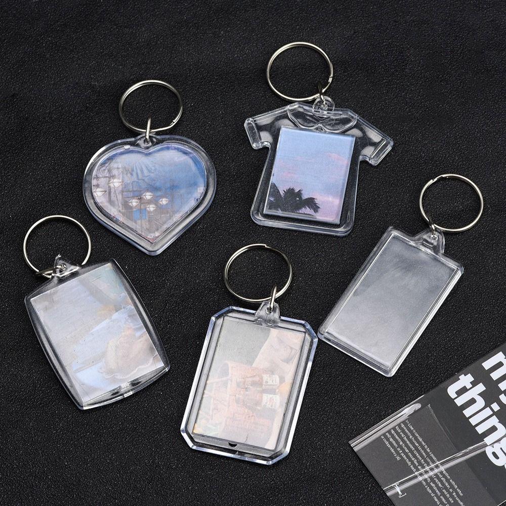5Pcs Snap-In Custom Insert Photo Photo Frame Keychain Pendant Tassels Picture Keyring DIY