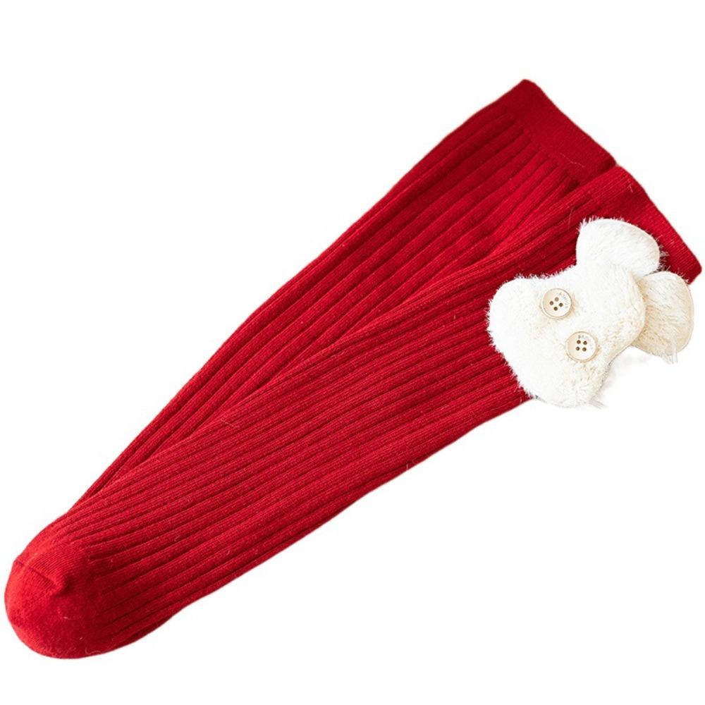 Sweet Dot Red Bowknot Stockings Stripe Grid Children Knee High Socks Stockings for Girl Children