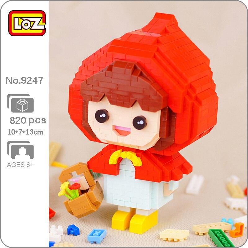 LOZ 9247 Fairy Tale World Red Hat Girl Flower 3D Model 820pcs DIY Mini Diamond Blocks Bricks Building Toy No Box