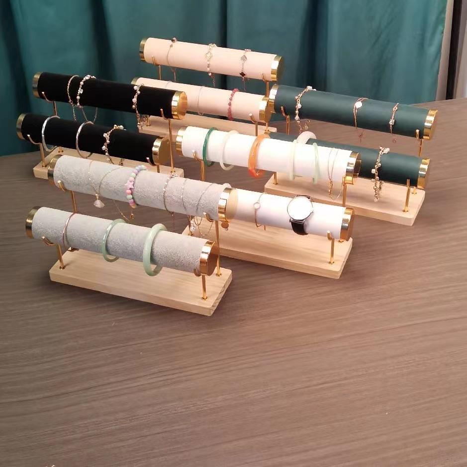 Бархатная подставка для ювелирных изделий: Массив дерева, одно/двухъярусный для браслетов и часов