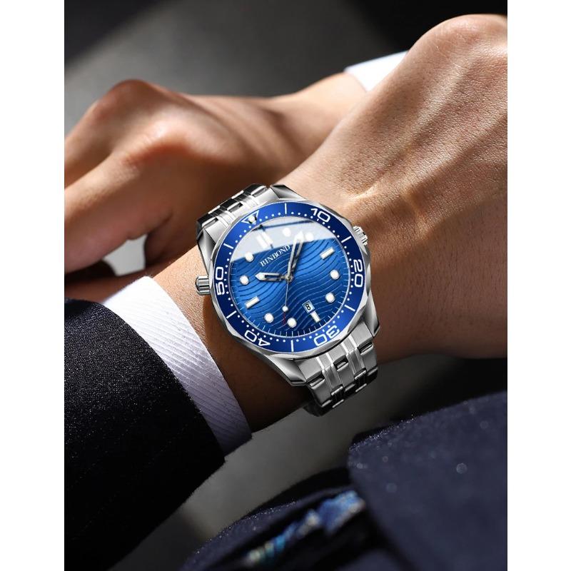 BINBOND Casual Fashion Ultra-thin Sea Horse Series Quartz Men's Watch Date Waterproof Luminous Sports Business Men's Wrist Watch