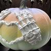 Skeleton Hand Pumpkin Figurine Resin Halloween Pumpkin Statue Gothic Pumpkin Centerpiece for Fall Halloween Party Decor
