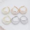 Minimalist Wire Mesh Zircon Round Hoop Earring for Women Unique Gold Color Loop Statement Party Jewelry