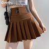 Qooth Эластичная плиссированная мини-юбка черная юбка в стиле преппи повседневная с высокой талией юбка А-силуэта QT2058