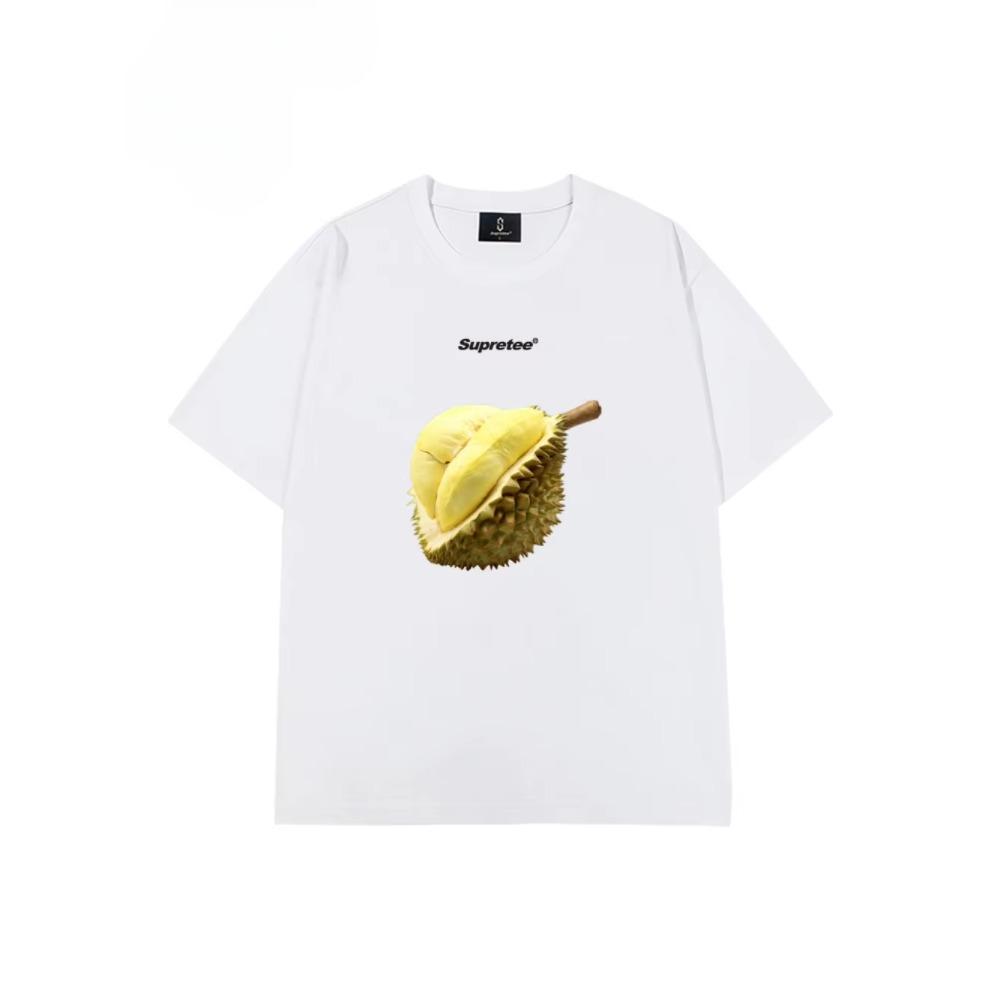 Летняя модная мужская футболка Heavyweight Retro Fruit 100% Cotton Printed Round Gown High Quality для отдыха и фитнеса