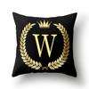 45x45cm Black Gold Letter Crown Polyester Cushion Cover Sofa Home Decor Pillowcase Decorative Cushion