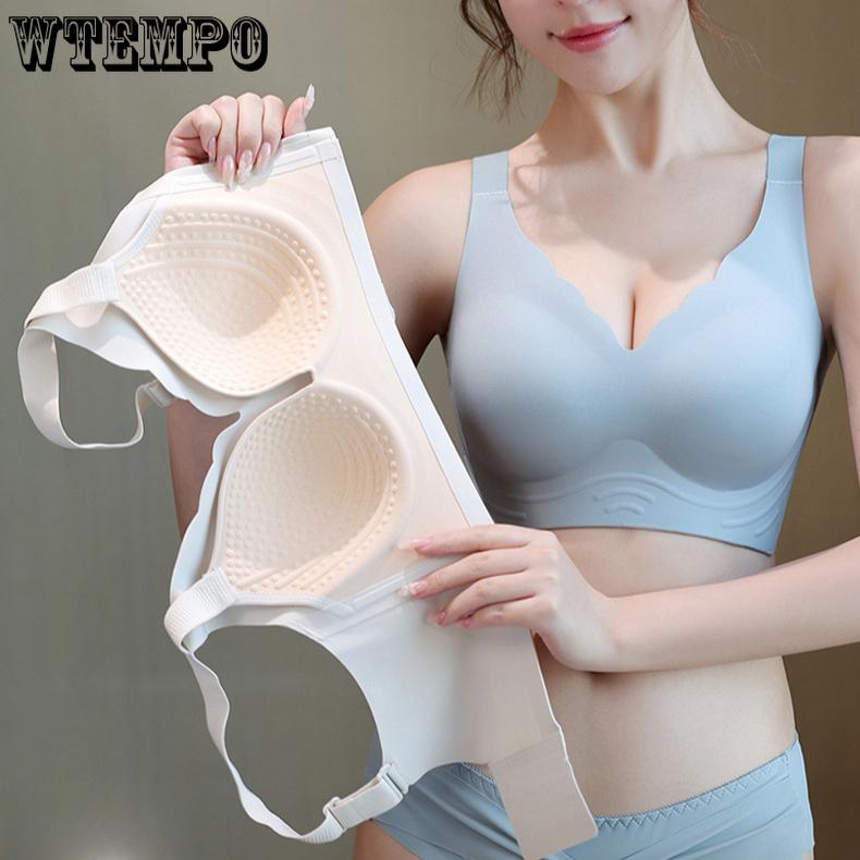 Underwear Women's Thin Latex Sexy Push Up Bra Without Steel Hoop Adjustable Anti Sagging Large Size Bra