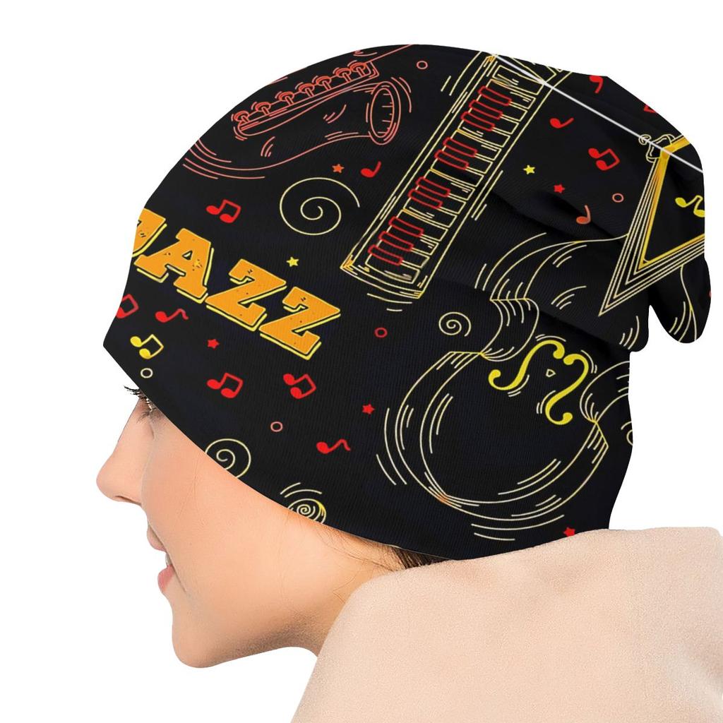 Heavy Metal 1960s Punk Jazz Music Unisex Women Beanies Windproof Ski Cap Double Layer Fabric Bonnet Hat