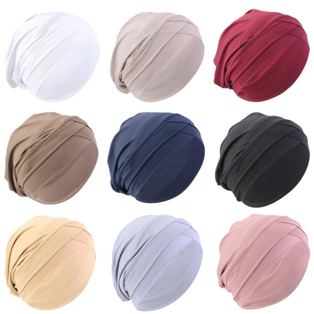 Bonnet Cap Cross Stretch Headband Hat Bandana Bottoming Hat New Stretch Headscarf Women