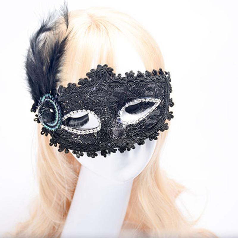 Masquerade Mask Wedding Carnival Party Performance Costumes Sex Lady Lace Mask Venice Feather Sexy Halloween Mask Gift