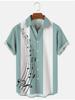 Men's Shirt Casual Buttoned Cardigan Music 3d Print Short-sleeved Shirt Summer New Simple Striped