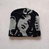 1 шт. Шапка-бини с интарсией в виде узора лица, зимняя повседневная ветрозащитная эластичная шапка-череп, подходит для активного отдыха и повседневной носки
