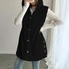 Women's Sleeveless Hoodie Coat Button Down Faux Fur Fuzzy Coat Oversized Textured Hooded Vest Fall Outerwear