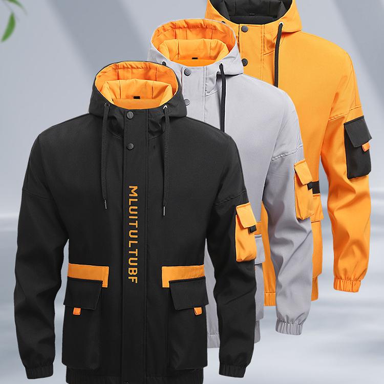 Hooded Jacket for Men Jacket Men's Windbreakers Zipper Coats Spring Autumn Slim Cargo Jackets Male Casual Sportswear