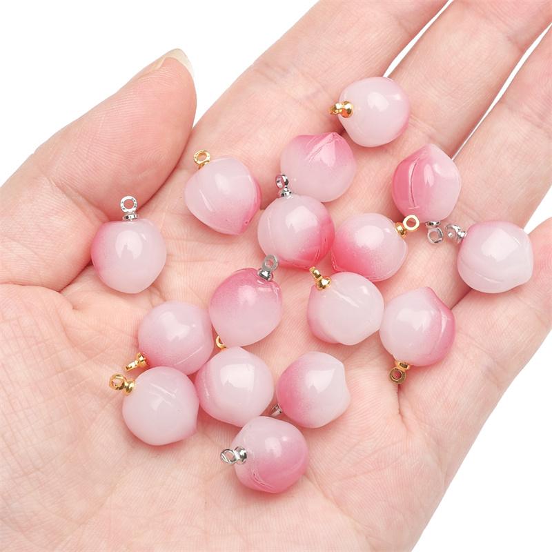 5 шт. розовые и белые персиковые кулонные стеклянные бусины для изготовления ювелирных изделий своими руками
