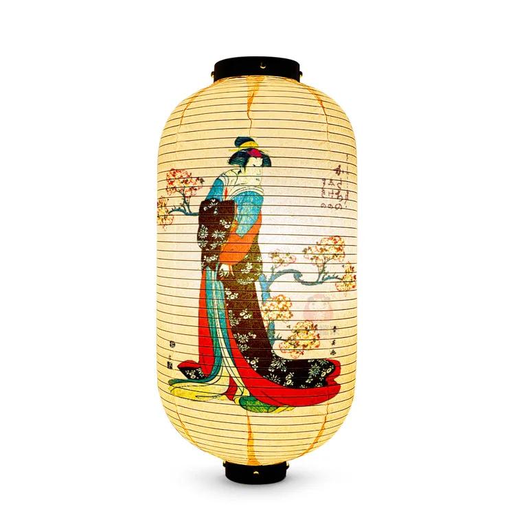 Japanese Style Geisha Pattern Lantern Waterproof Cloth Ukiyo-e Cuisine Restaurant Izakaya Decor Lantern Festival Party Decor
