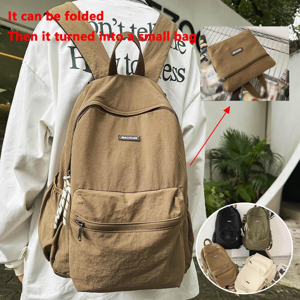 Foldable Backpack for Women, Large Capacity Backpack, Simple Korean Version Computer Backpack